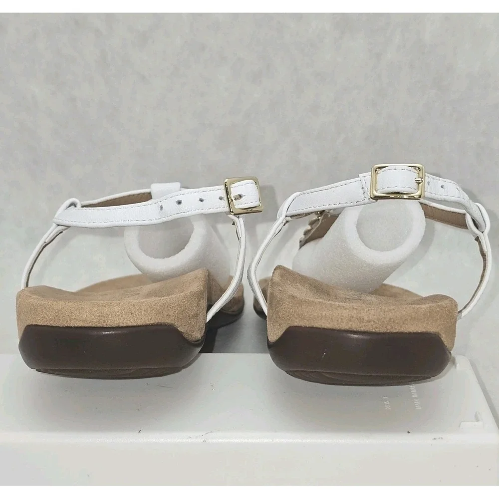 EUC VIONIC Miami Sandals White T Strap w Gold Accents Arch Support Sz 7.5 - Picture 6 of 10